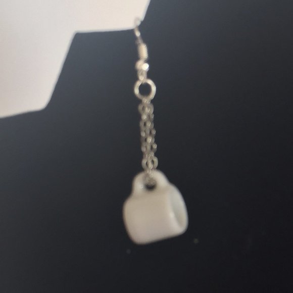 Coffee Tea White Mug Ceramic Earrings Jewelry - Picture 2 of 8